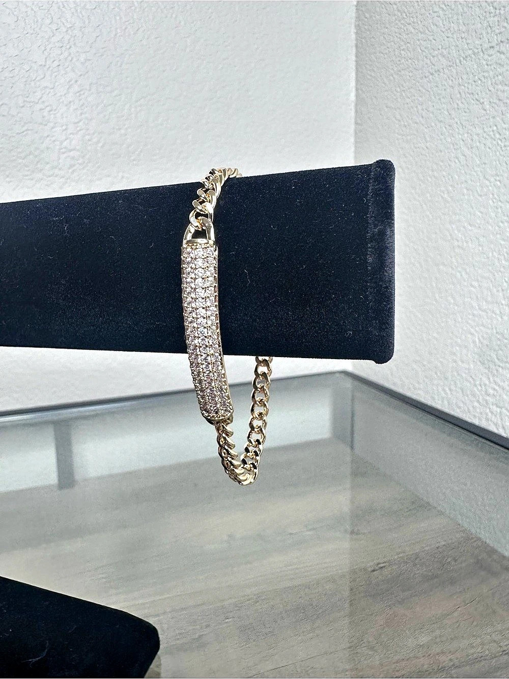Gold-filled Pavé Bar Chain Bracelet